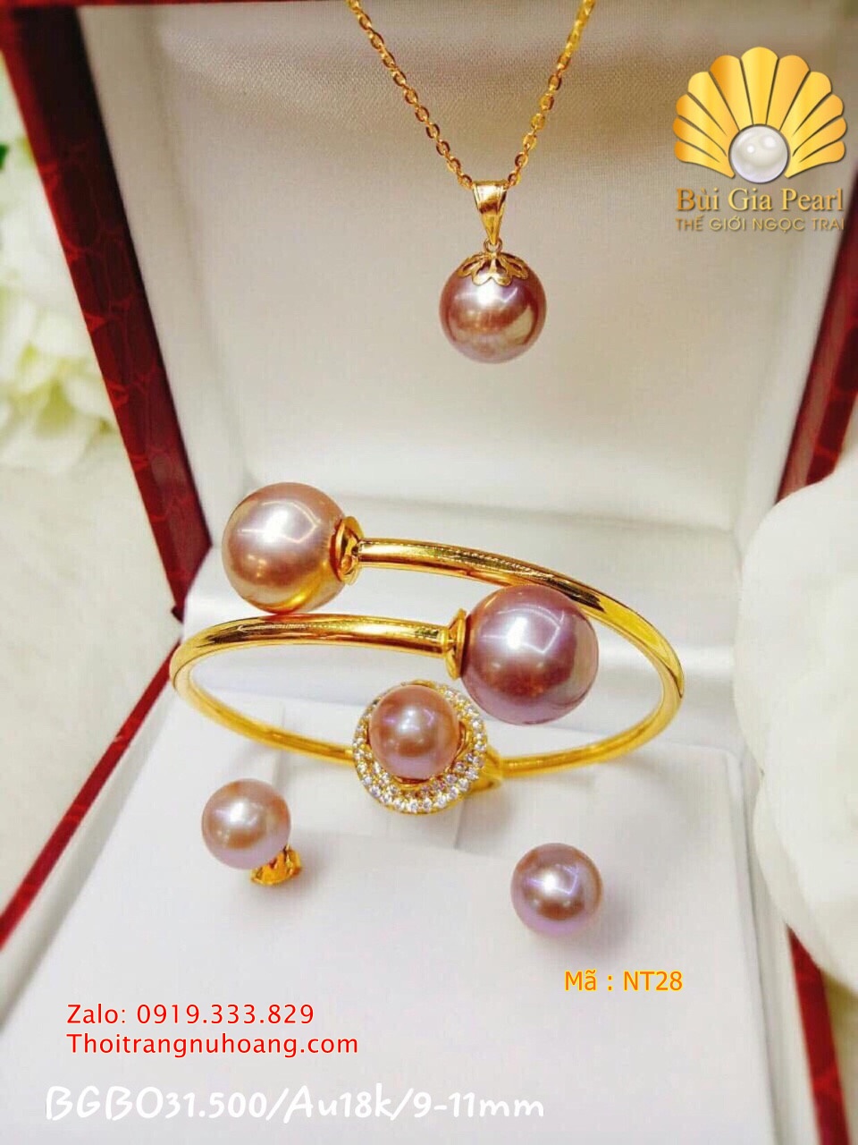 Bộ Trang Sức Ngọc Trai Tím Cao Cấp Sang Trọng & Quý Phái.NT28